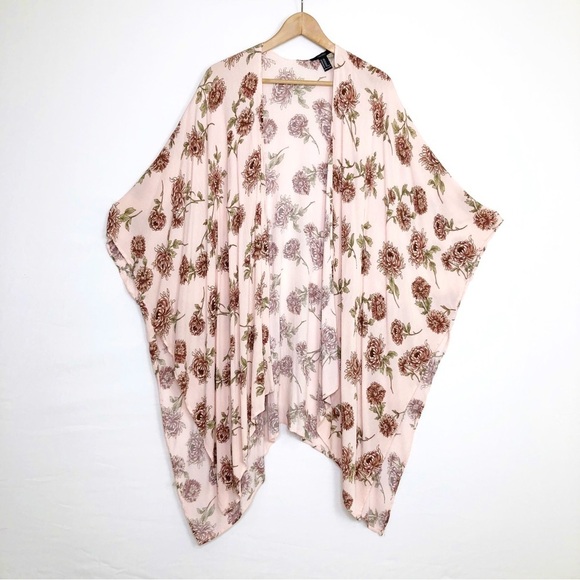 Forever, 21 blush pink floral BoHo kimono - Picture 1 of 6